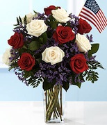 patriotic flowers, romantic 4th of July bouquet